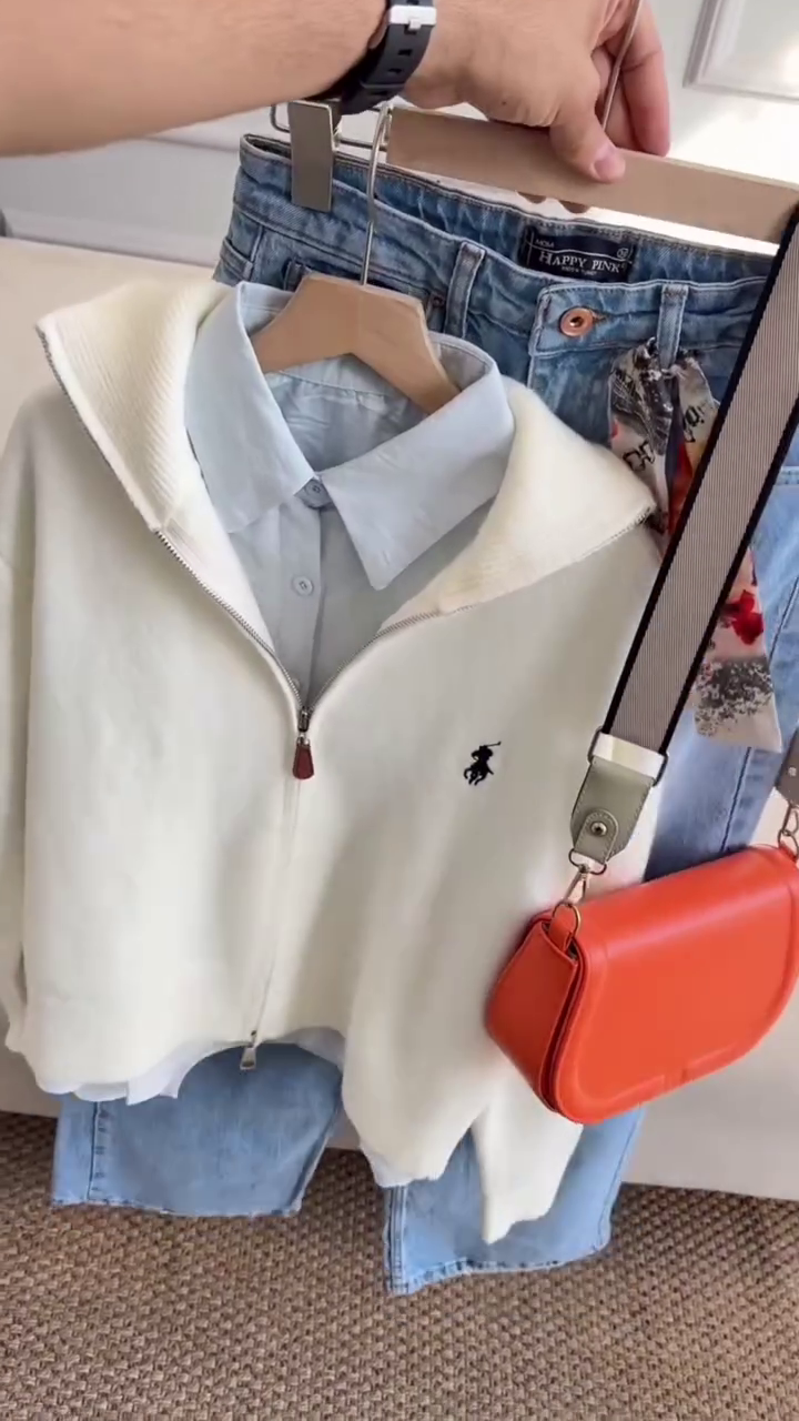 Classic Smart Casual White Zip Sweatshirt Look - Image 2