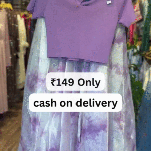 Lavender Crop Top with Flowy Printed Skirt – Just ₹149