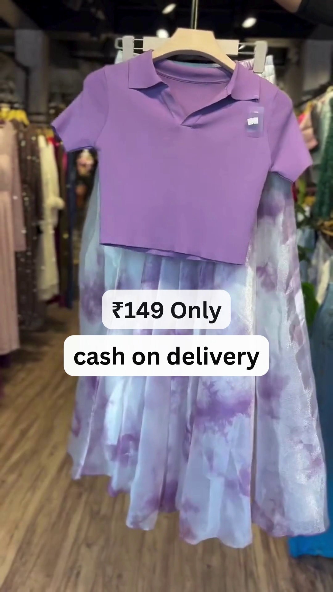 Lavender Crop Top with Flowy Printed Skirt – Just ₹149 - Image 2