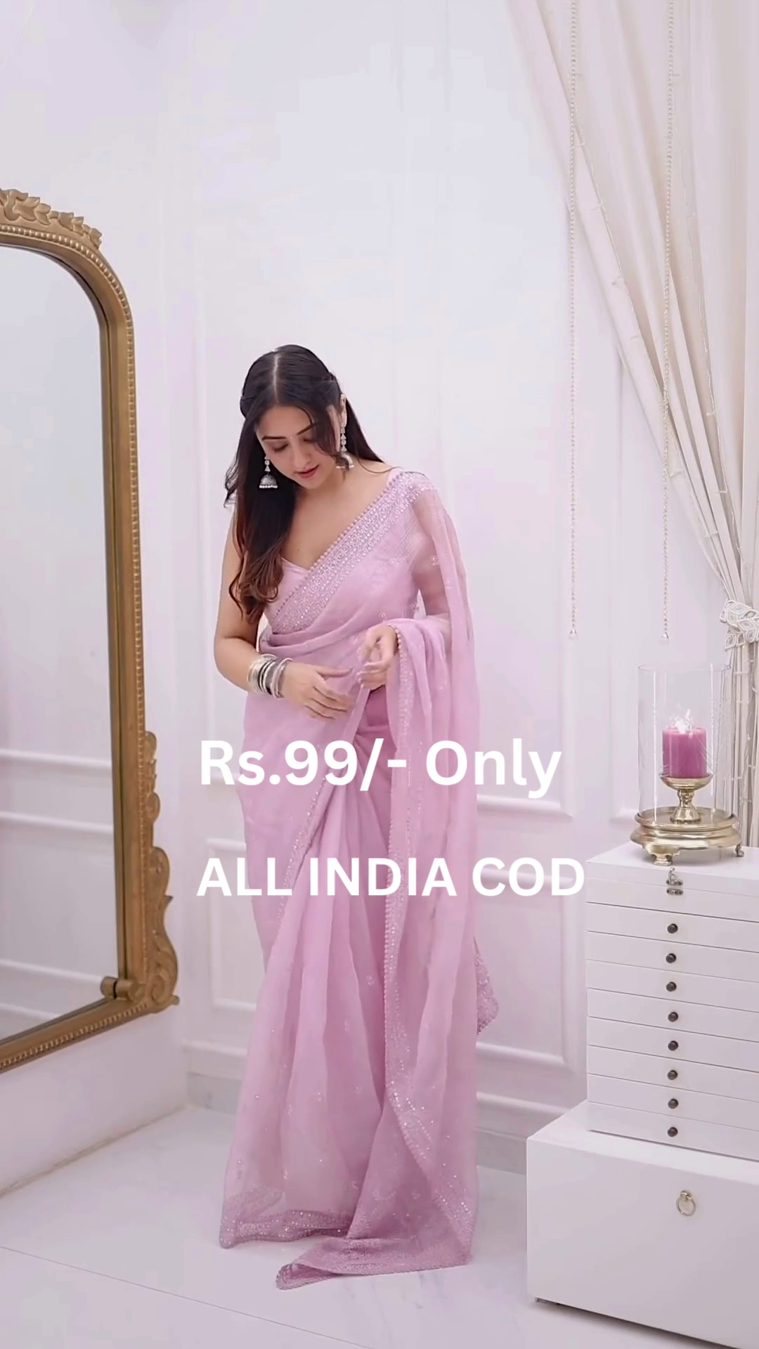 Elegant Baby Pink Saree at Just Rs.99 - Image 2