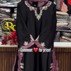 Elegant Black Embroidered Suit with Mauve Detailing – Premium Festive Look