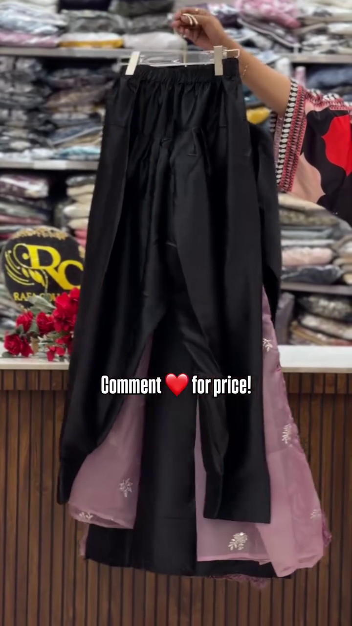 Elegant Black Embroidered Suit with Mauve Detailing – Premium Festive Look - Image 4