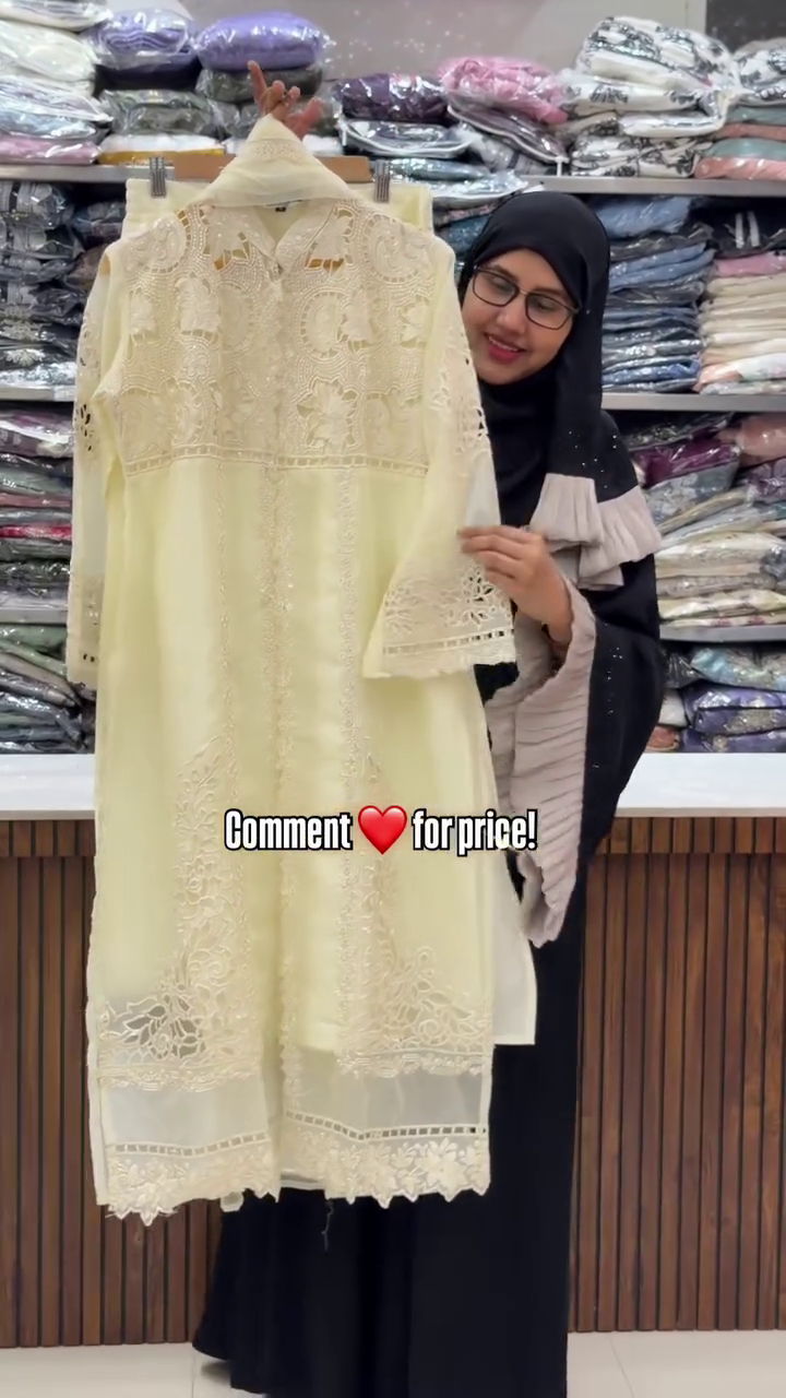 Classic Black & Cream Lace Long Kurti – Timeless Elegance - Image 2