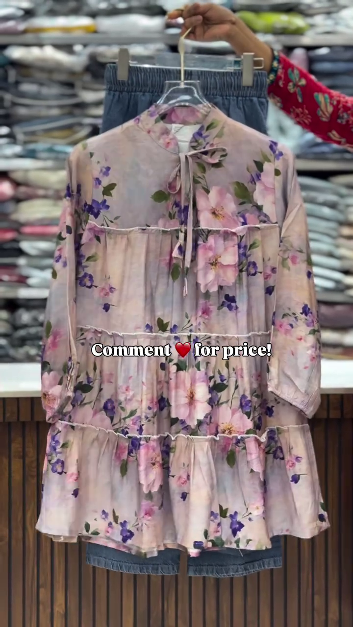 Soft Floral Tiered Top with Denim – Casual Chic Style