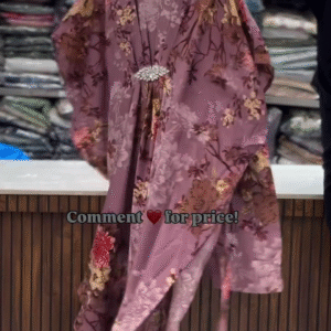 Elegant Mauve Floral Layered Dress – Statement Party Wear