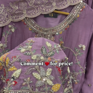 Royal Purple Heavy Embroidered Suit – Luxury Festive Collection