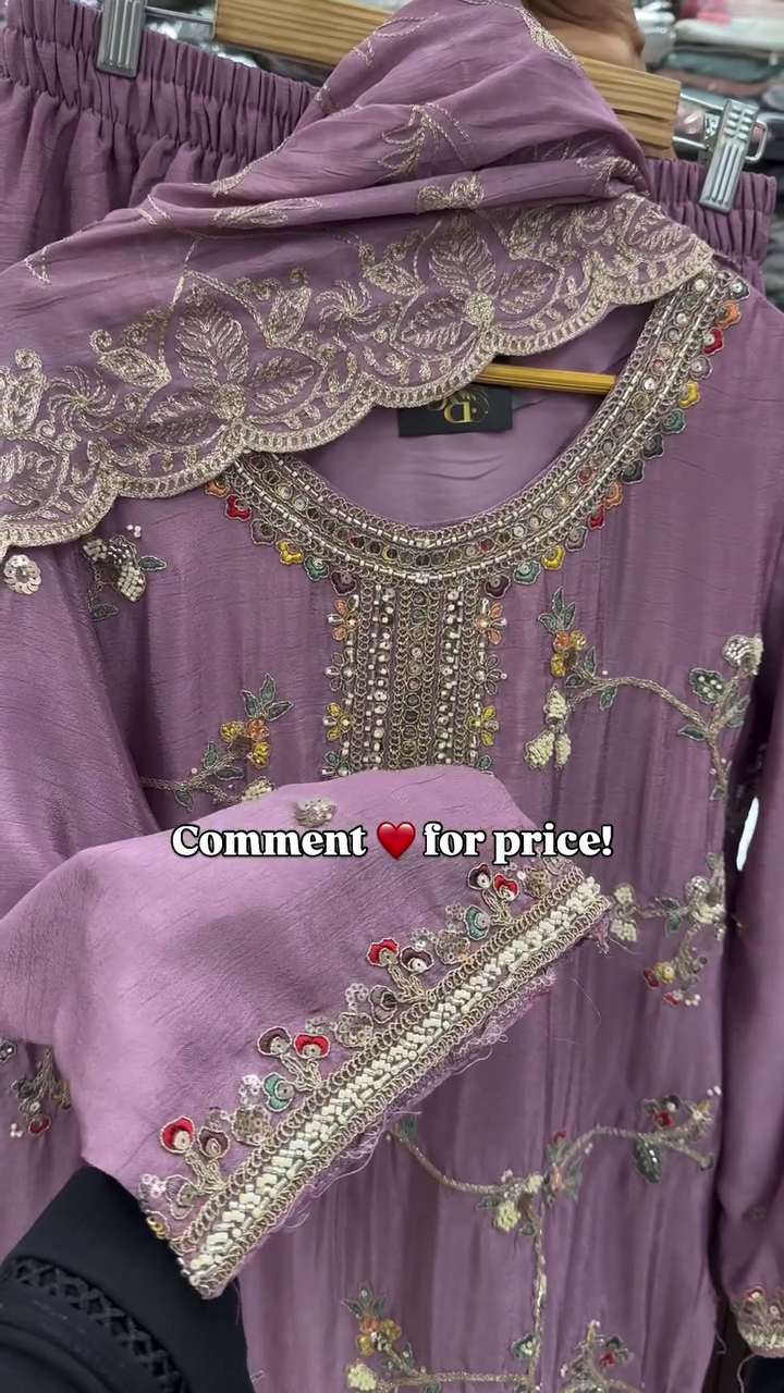Royal Purple Heavy Embroidered Suit – Luxury Festive Collection - Image 8