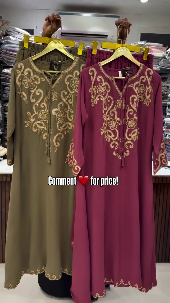 Graceful Embroidered Long Kurtis in Orange & Olive – Festive Special - Image 7