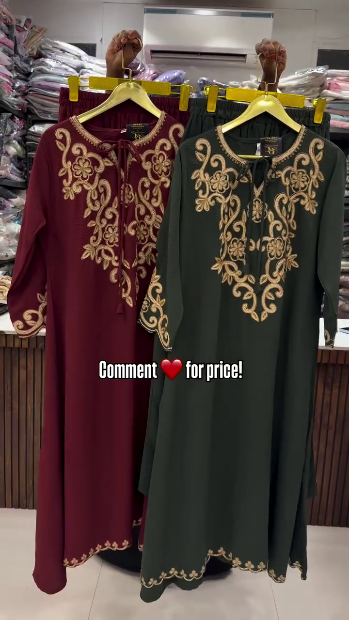 Graceful Embroidered Long Kurtis in Orange & Olive – Festive Special - Image 3