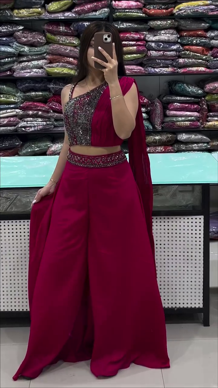 Stunning Mustard Yellow One-Shoulder Party Set – Glam Festive Look - Image 5