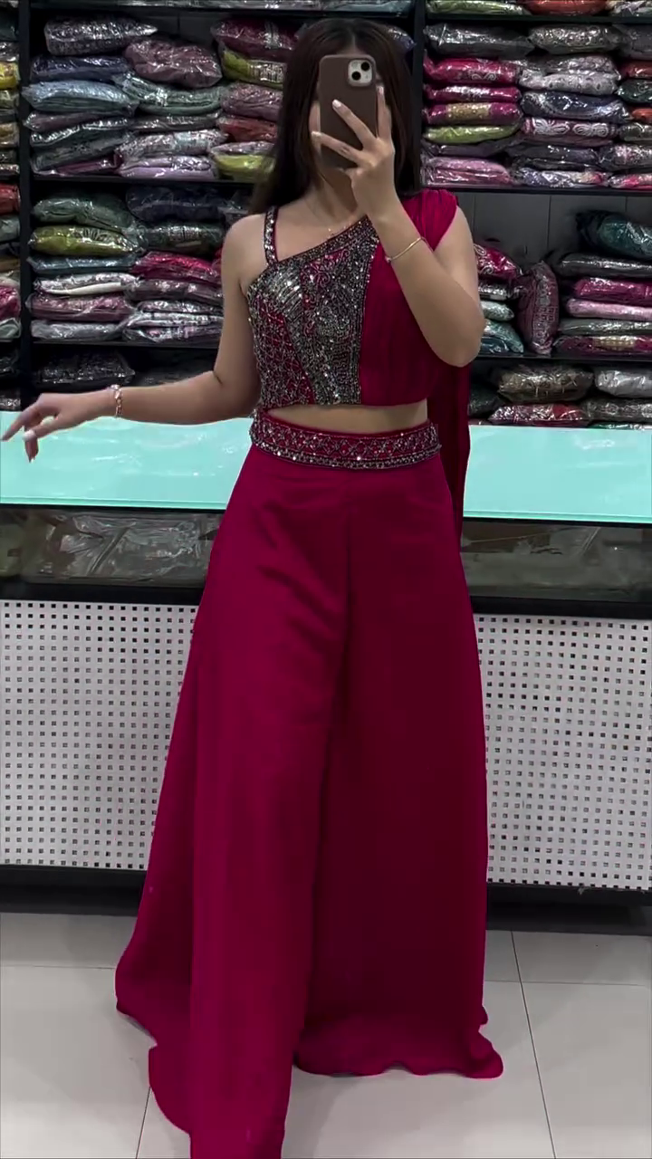 Stunning Mustard Yellow One-Shoulder Party Set – Glam Festive Look - Image 2