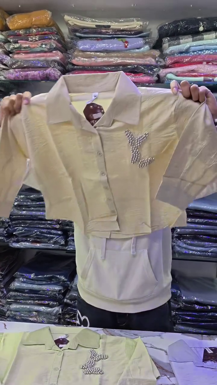 Elegant White Shirt with Beaded Detail – Subtle Glamour - Image 3