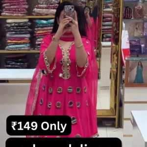 Elegant Rani Pink Mirror Work Punjabi Suit – Just ₹149