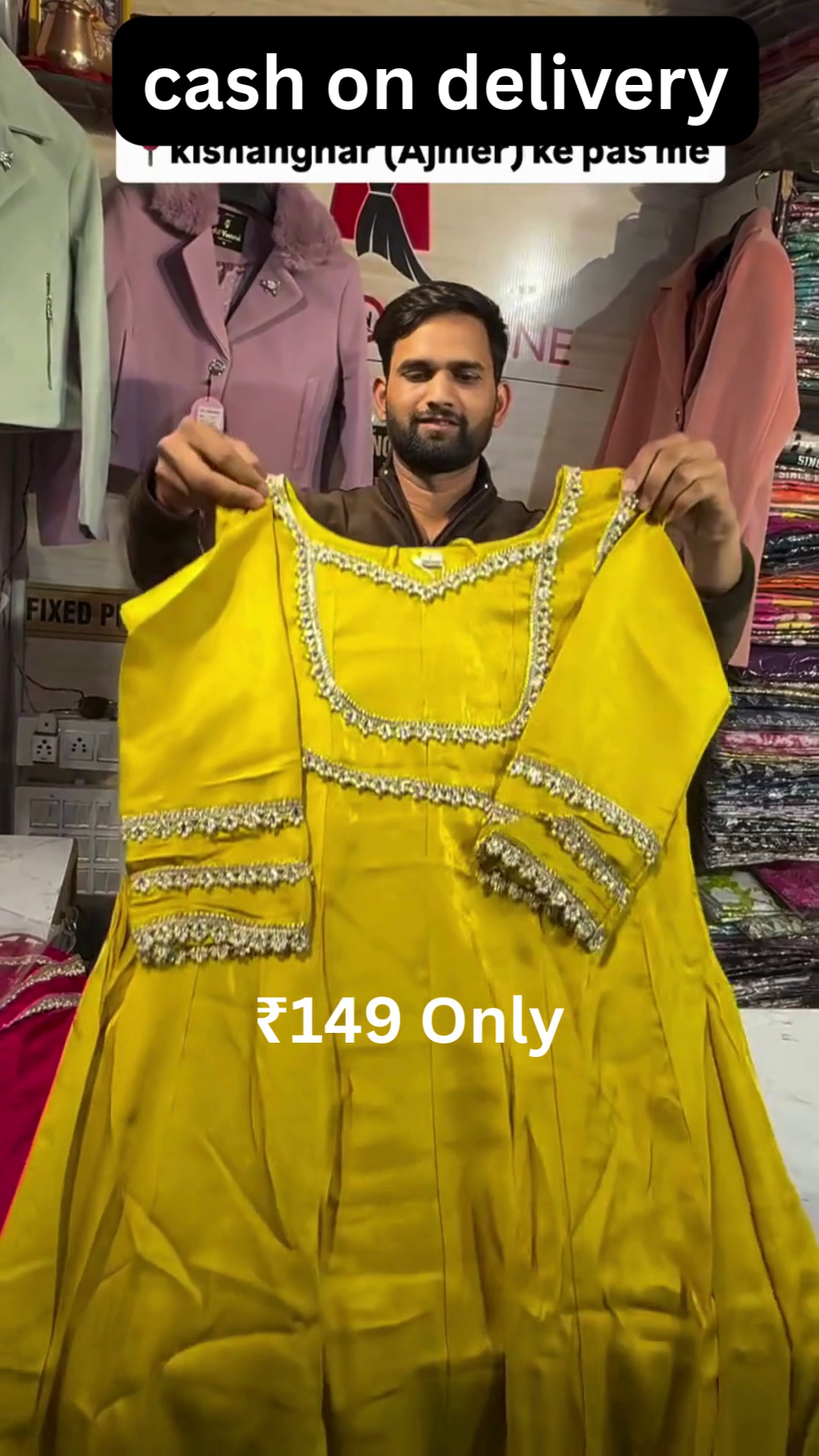 Elegant Yellow Embroidered Dress – Festive Charm at ₹149 with Cash on Delivery