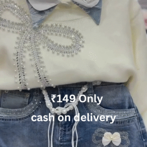 Chic Pearl-Embellished Sweater & Denim Set – Stylish Kidswear at ₹149 with Cash on Delivery