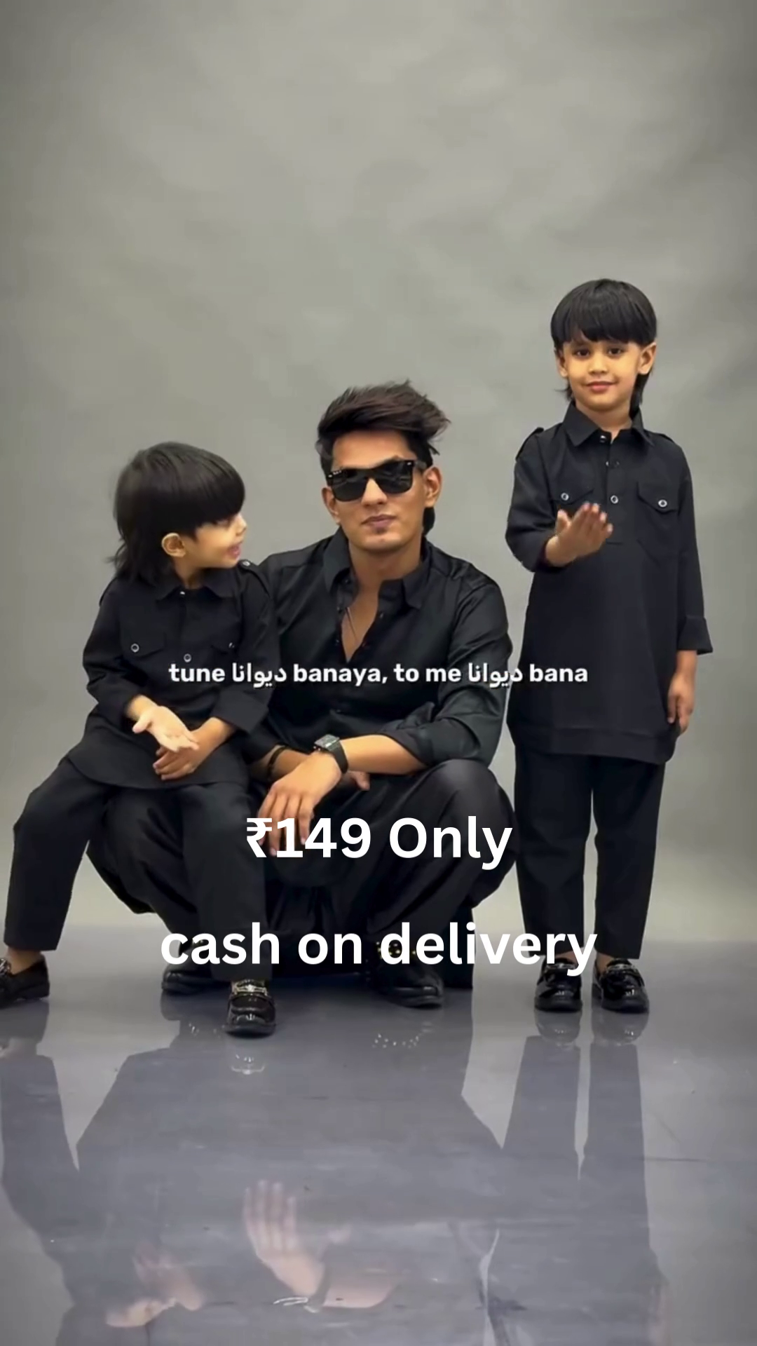 Classic Black Family Kurta Set – Coordinated Elegance at ₹149 with Cash on Delivery