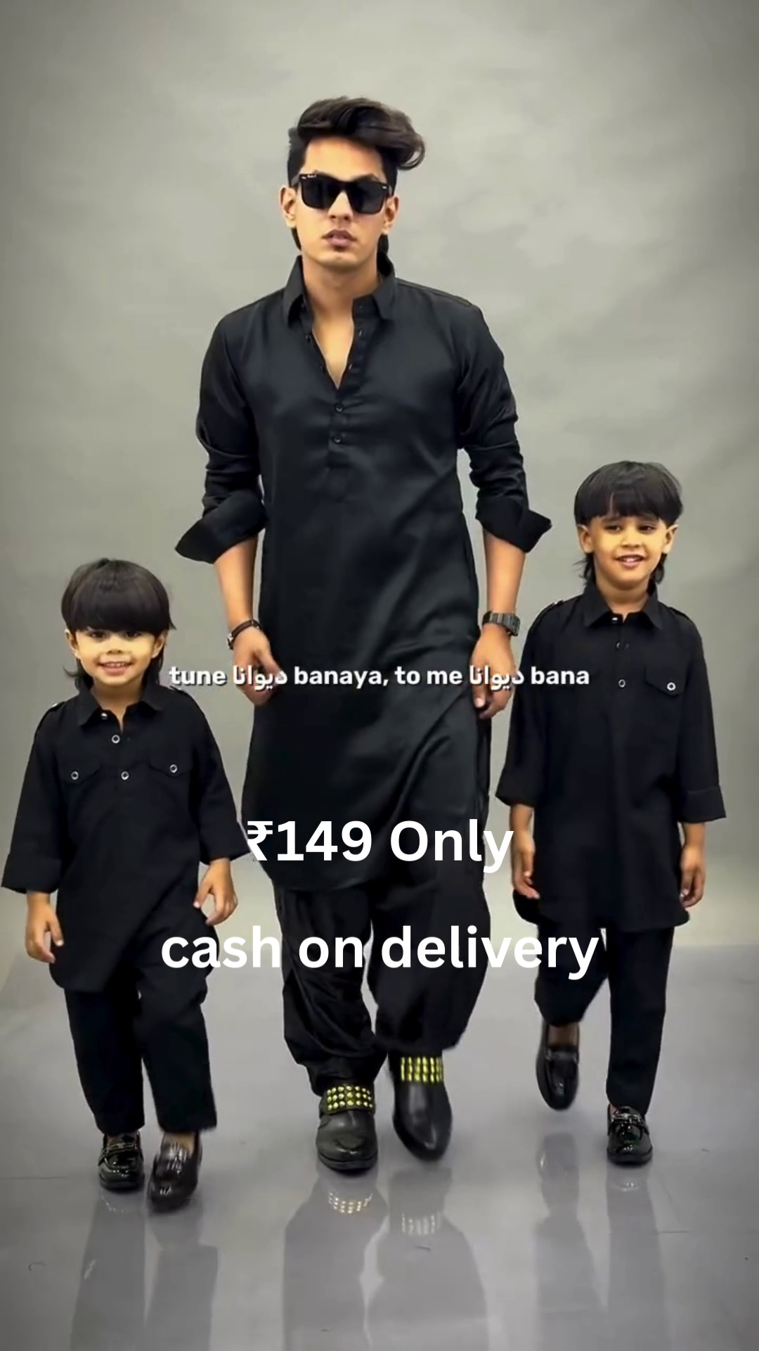 Classic Black Family Kurta Set – Coordinated Elegance at ₹149 with Cash on Delivery - Image 3