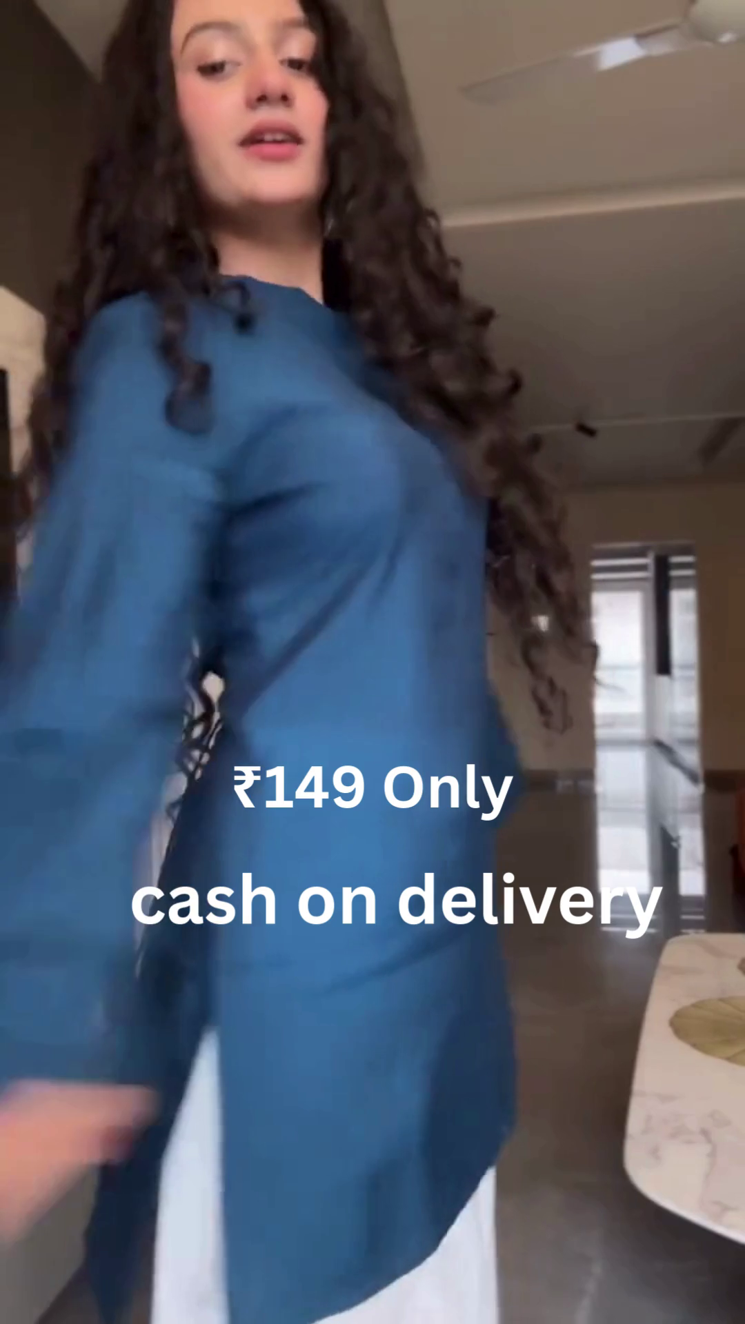 Minimal Blue Kurta with White Palazzo – Elegant Everyday Ethnic Wear at ₹149 - Image 9