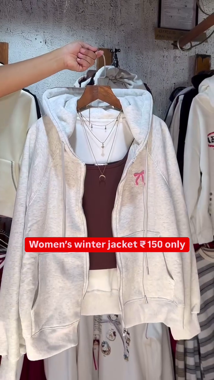 Women’s Winter Jacket – Cozy Zip Hoodie at Just ₹150