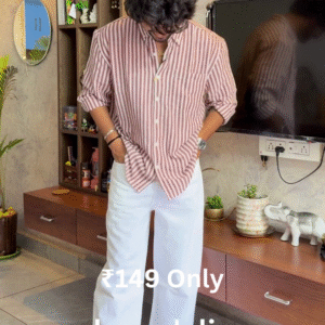 Men’s Casual Striped Shirt & Wide-Leg Trousers – Trendy Style at ₹149 | Cash on Delivery