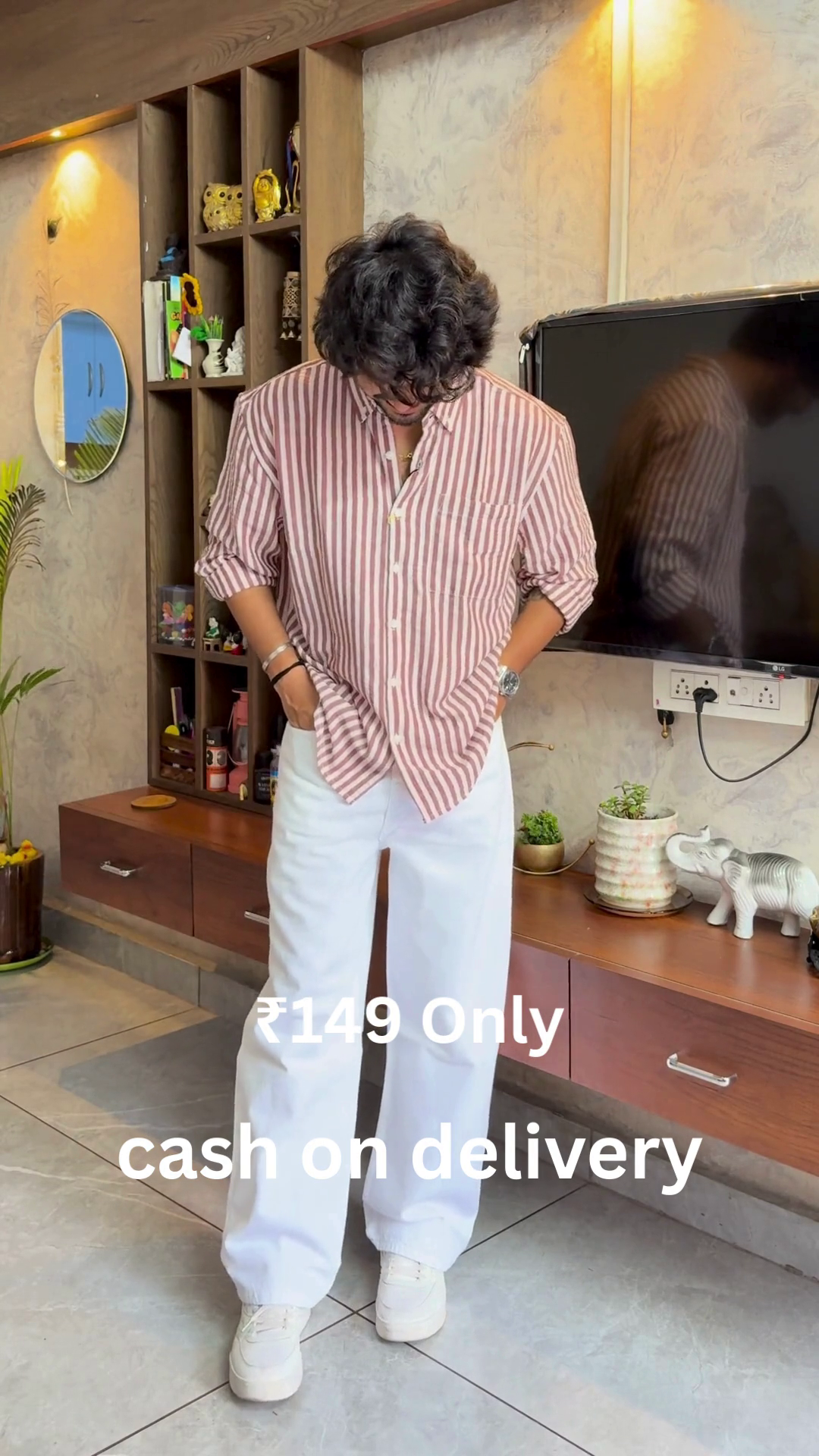 Men’s Casual Striped Shirt & Wide-Leg Trousers – Trendy Style at ₹149 | Cash on Delivery
