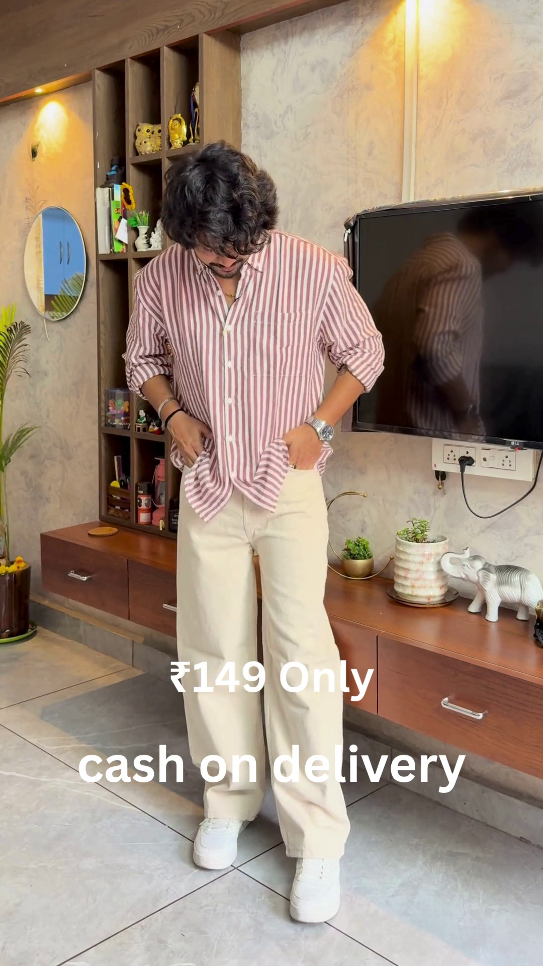 Men’s Casual Striped Shirt & Wide-Leg Trousers – Trendy Style at ₹149 | Cash on Delivery - Image 4