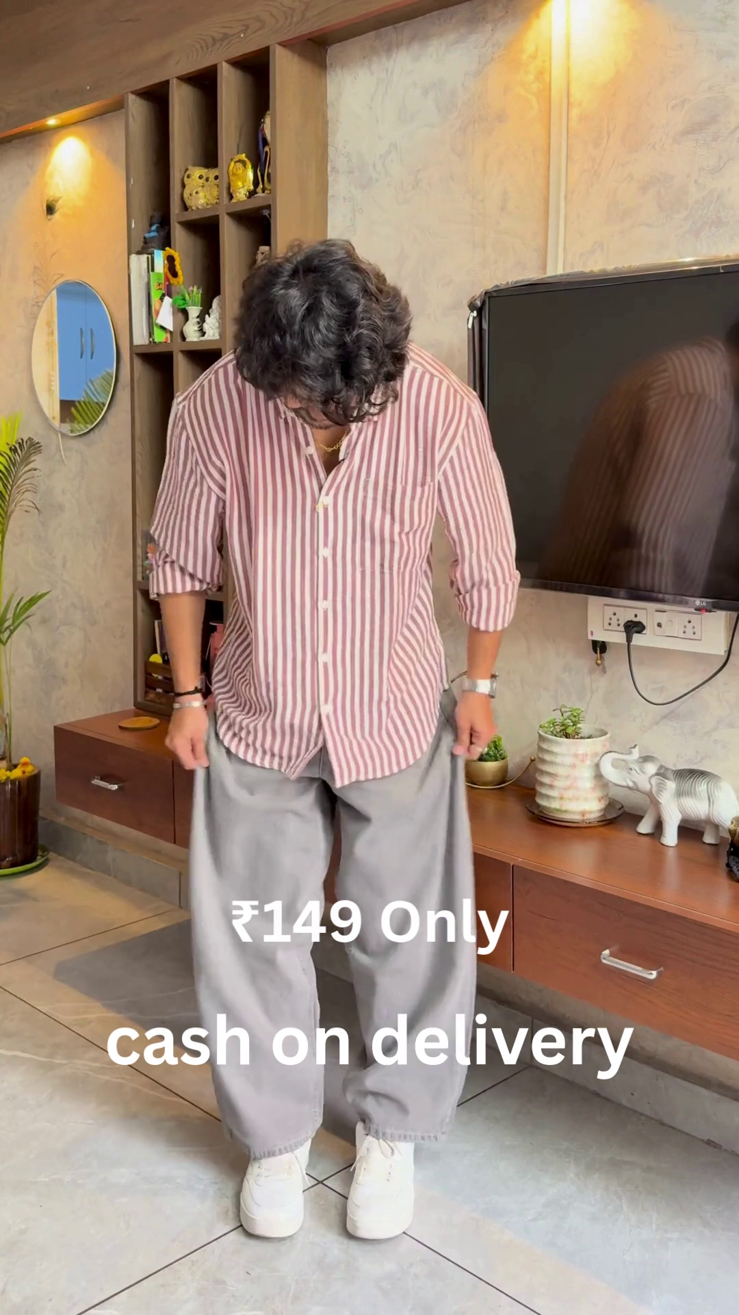 Men’s Casual Striped Shirt & Wide-Leg Trousers – Trendy Style at ₹149 | Cash on Delivery - Image 3