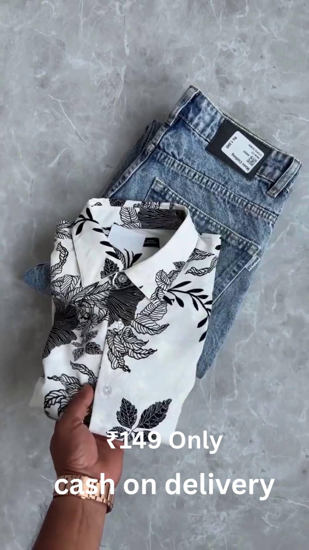 Men’s Floral Print Shirt with Denim – Trendy Combo at ₹149 | Cash on Delivery