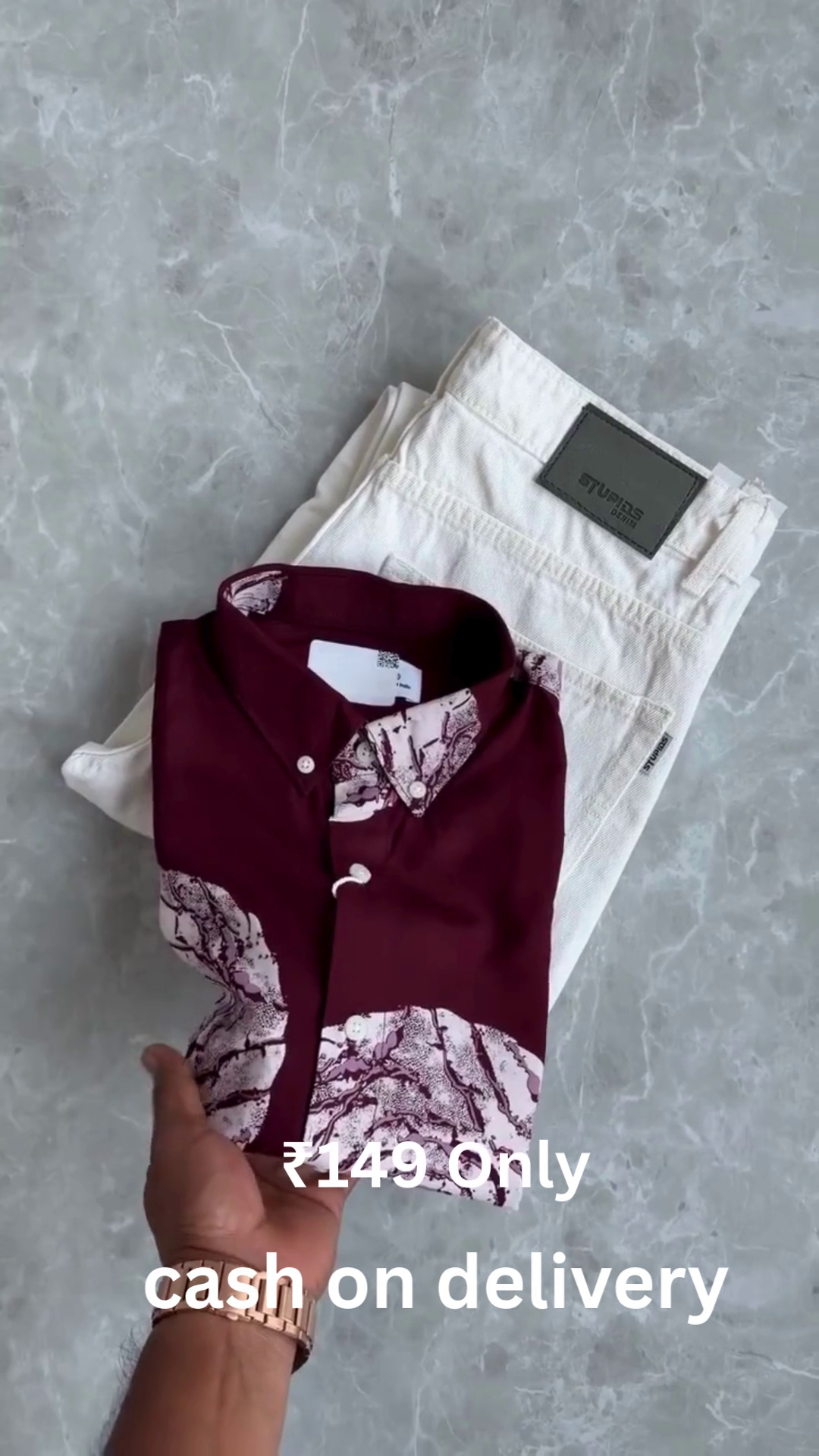 Men’s Floral Print Shirt with Denim – Trendy Combo at ₹149 | Cash on Delivery - Image 2