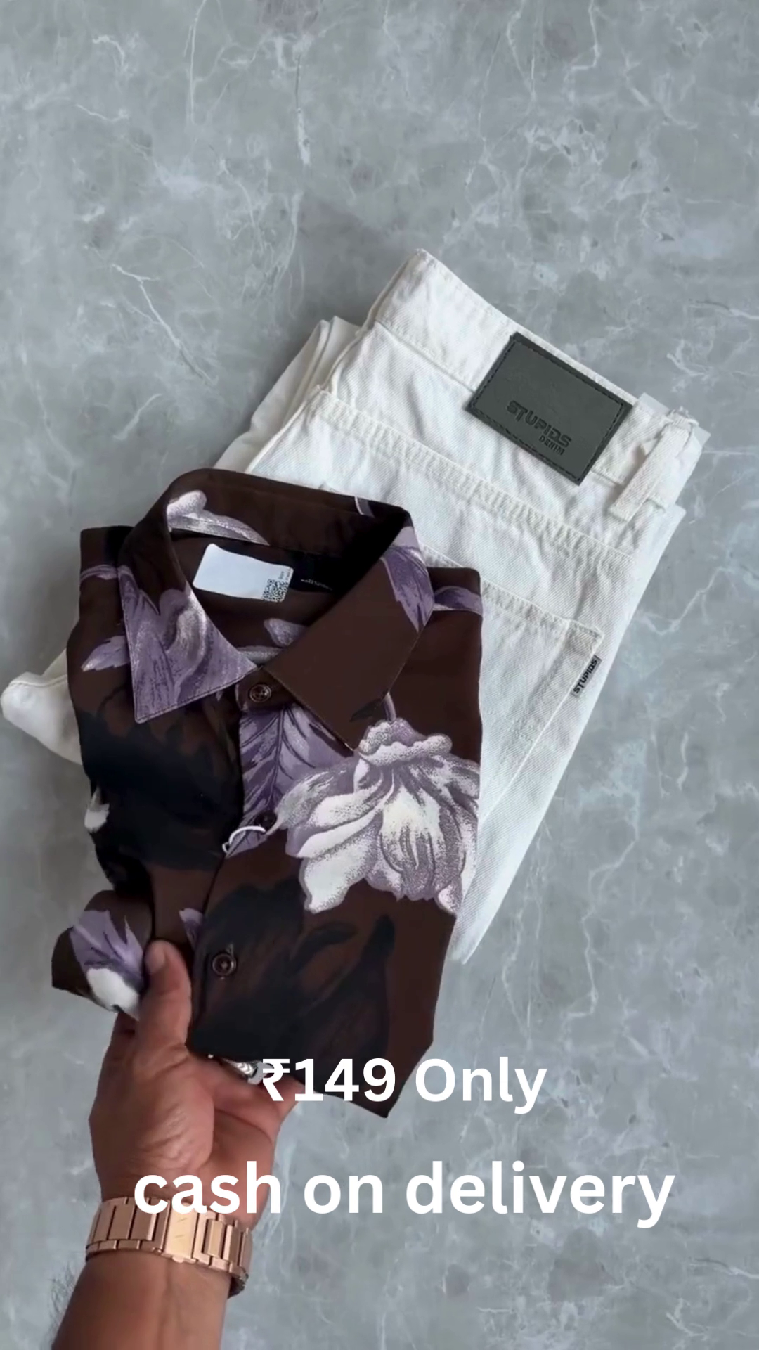 Men’s Floral Print Shirt with Denim – Trendy Combo at ₹149 | Cash on Delivery - Image 4