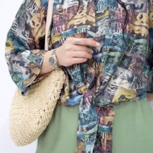 Artistic Printed Top with Front Tie Detail