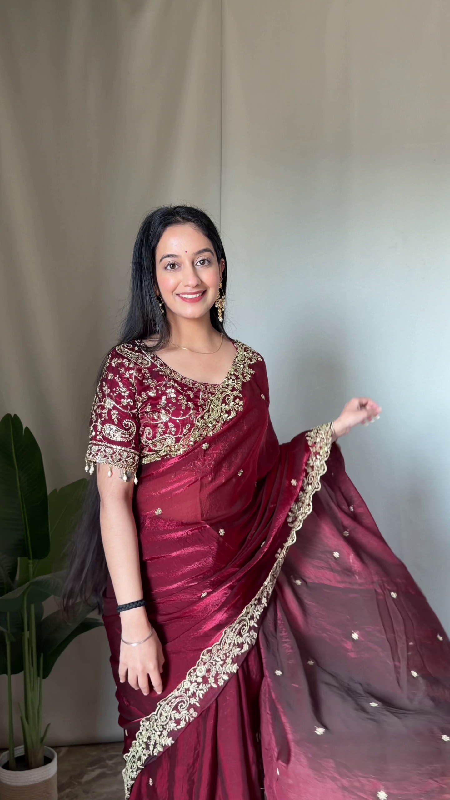 Vibrant Multicolor Ombre Saree with Intricate Embroidery - Image 5