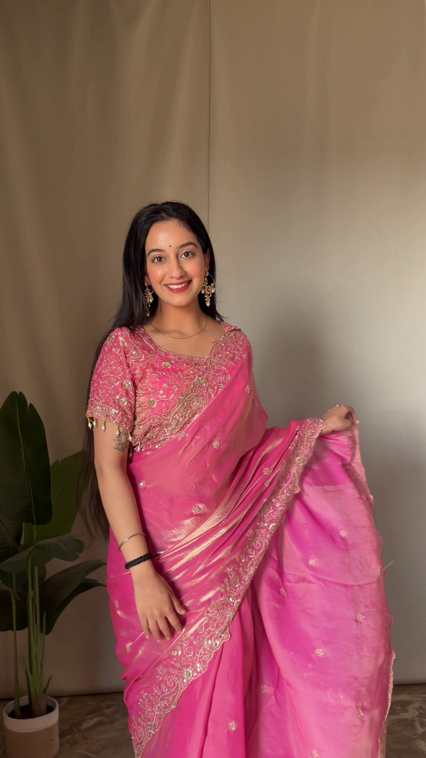 Vibrant Multicolor Ombre Saree with Intricate Embroidery - Image 3