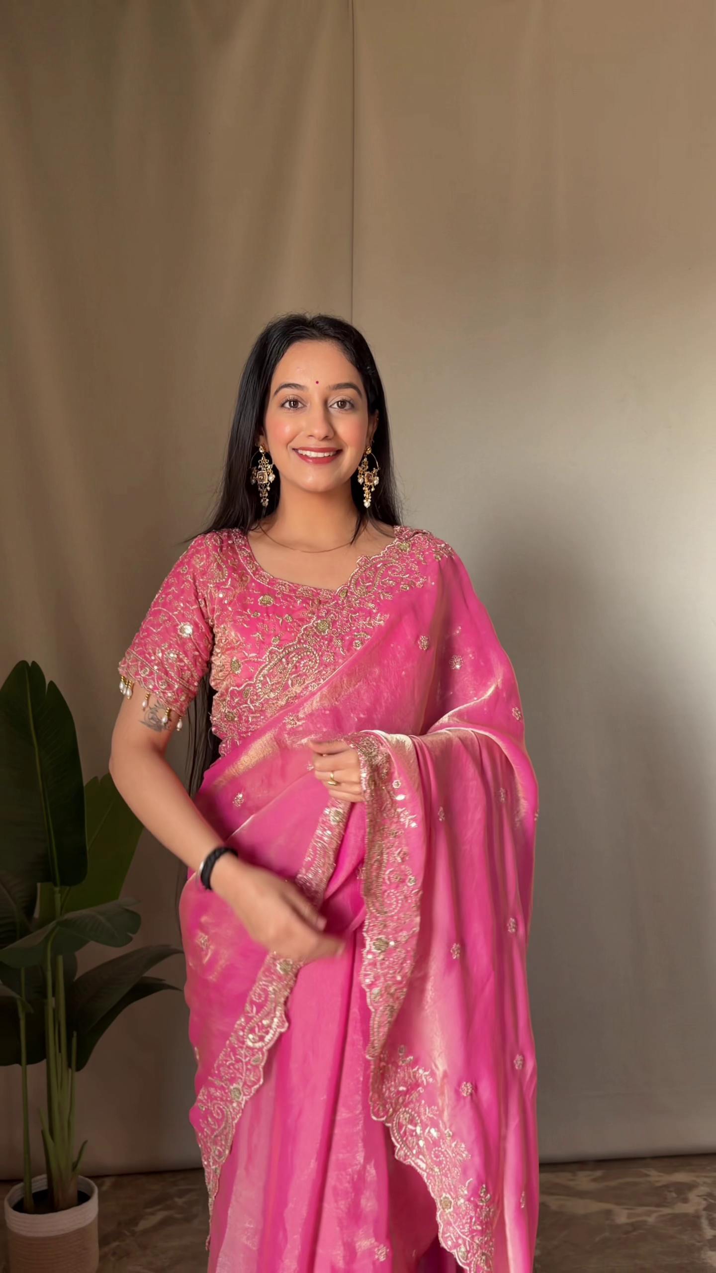 Vibrant Multicolor Ombre Saree with Intricate Embroidery - Image 2