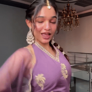 Graceful Lavender Anarkali with Golden Embellishments