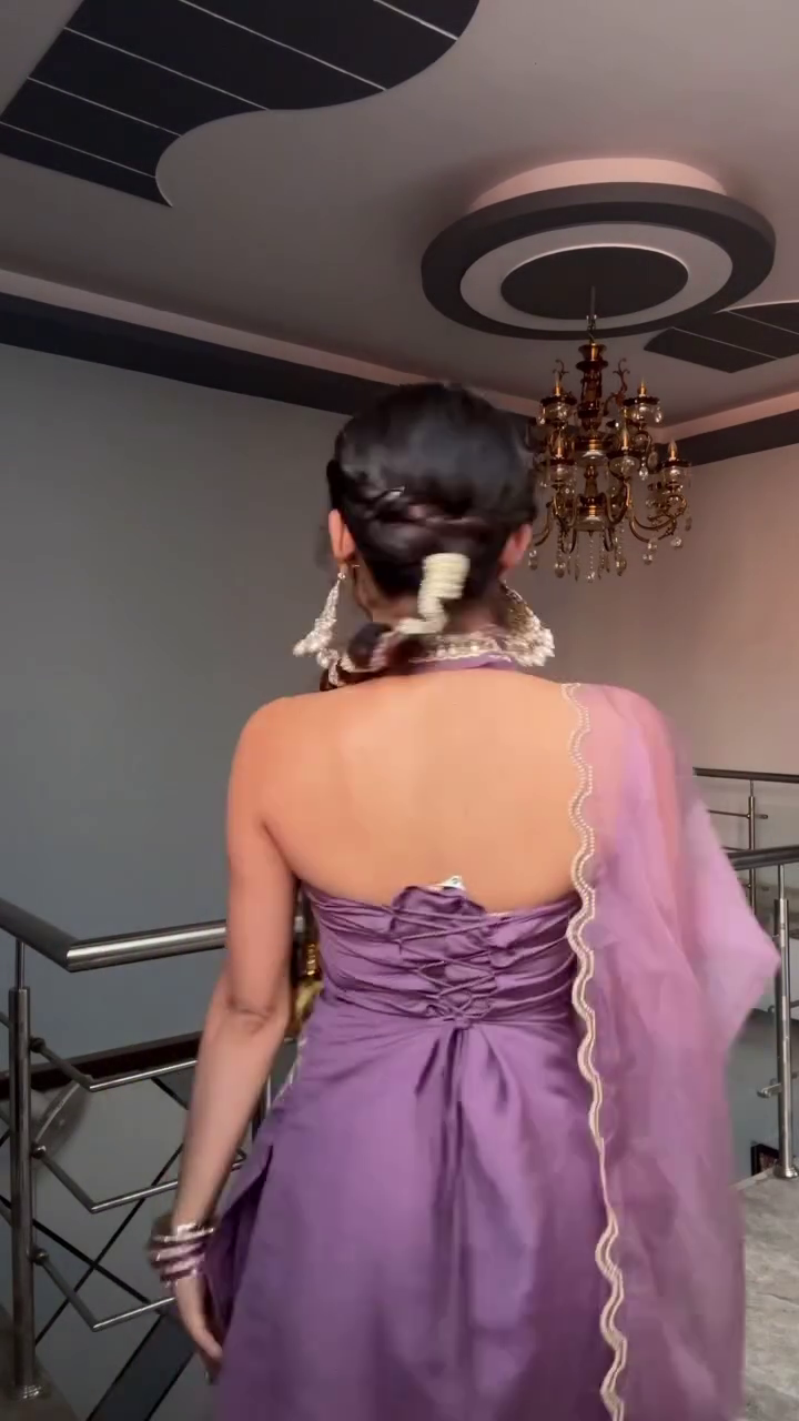 Graceful Lavender Anarkali with Golden Embellishments - Image 2