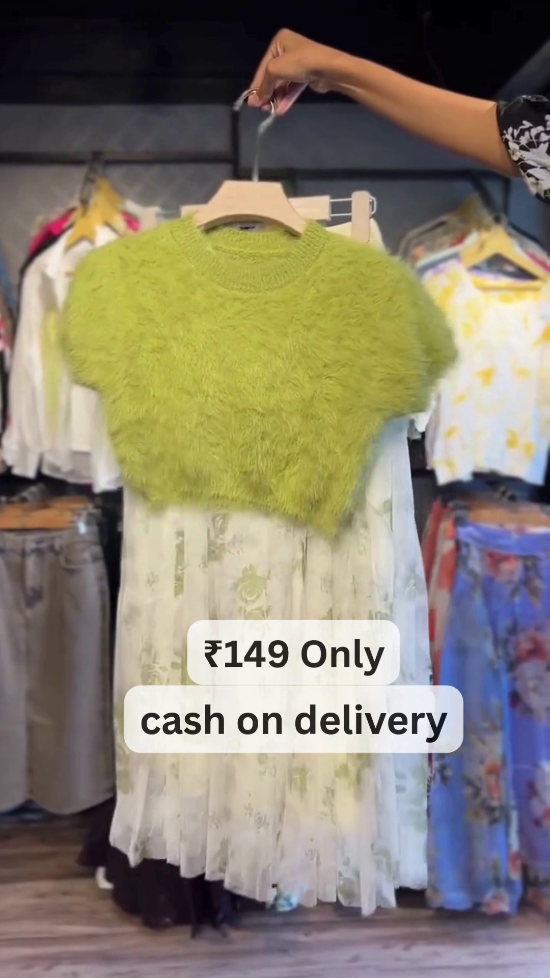 Trendy Lime Green Fuzzy Crop Sweater – Just ₹149 - Image 2