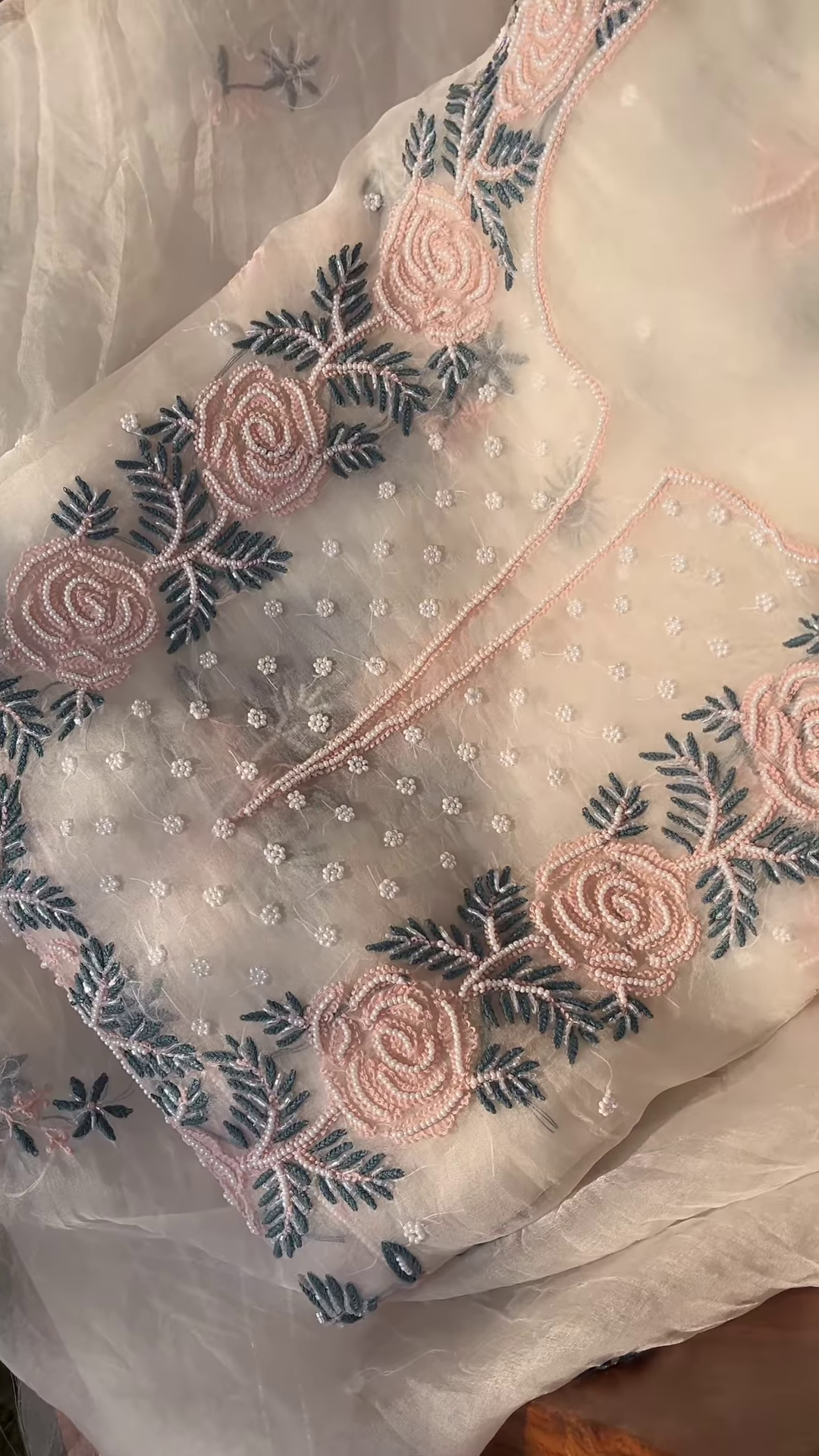 Women’s Floral Embroidered Flared Kurta Set with Dupatta - Image 5