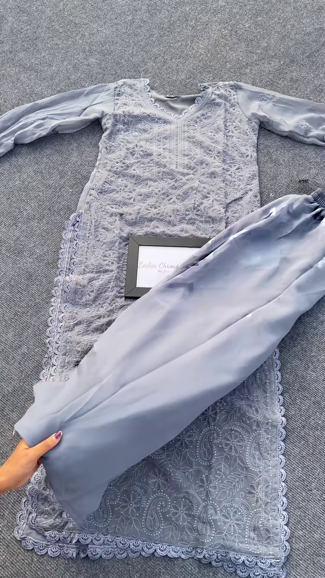 Ramani Peach Georgette Chikankari Embroidery Kurti Set – Timeless Elegance & Grace - Image 2