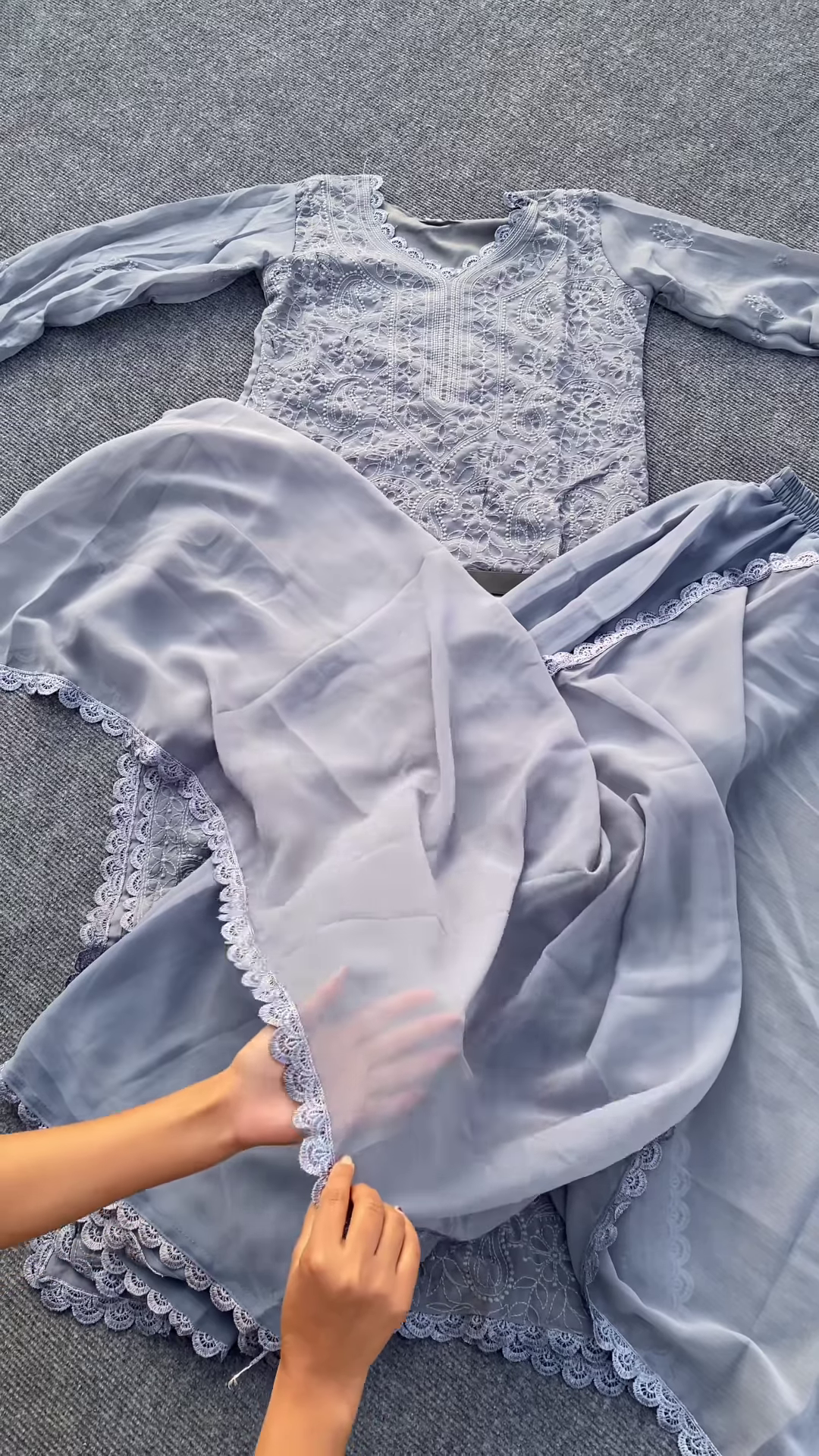 Ramani Peach Georgette Chikankari Embroidery Kurti Set – Timeless Elegance & Grace - Image 4