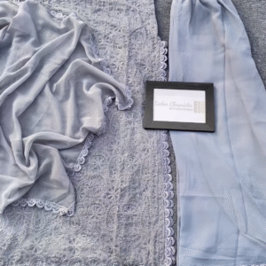 Ramani Peach Georgette Chikankari Embroidery Kurti Set – Timeless Elegance & Grace