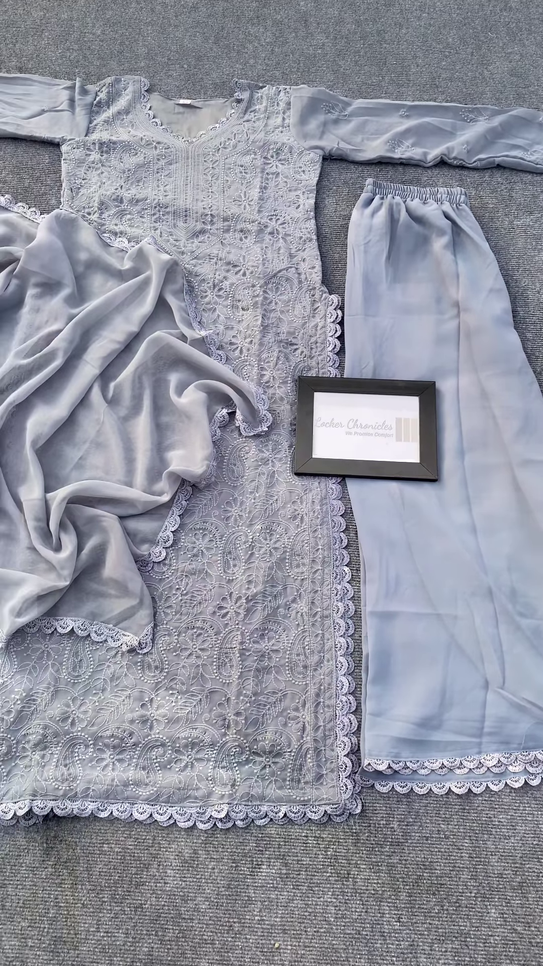 Ramani Peach Georgette Chikankari Embroidery Kurti Set – Timeless Elegance & Grace