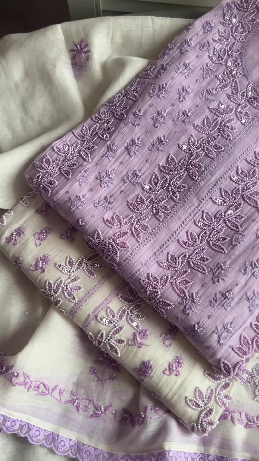 Elegant Lavender Embroidered Chikankari Suit